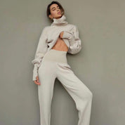 Loose Turtle Neck Two-piece Sweater Set