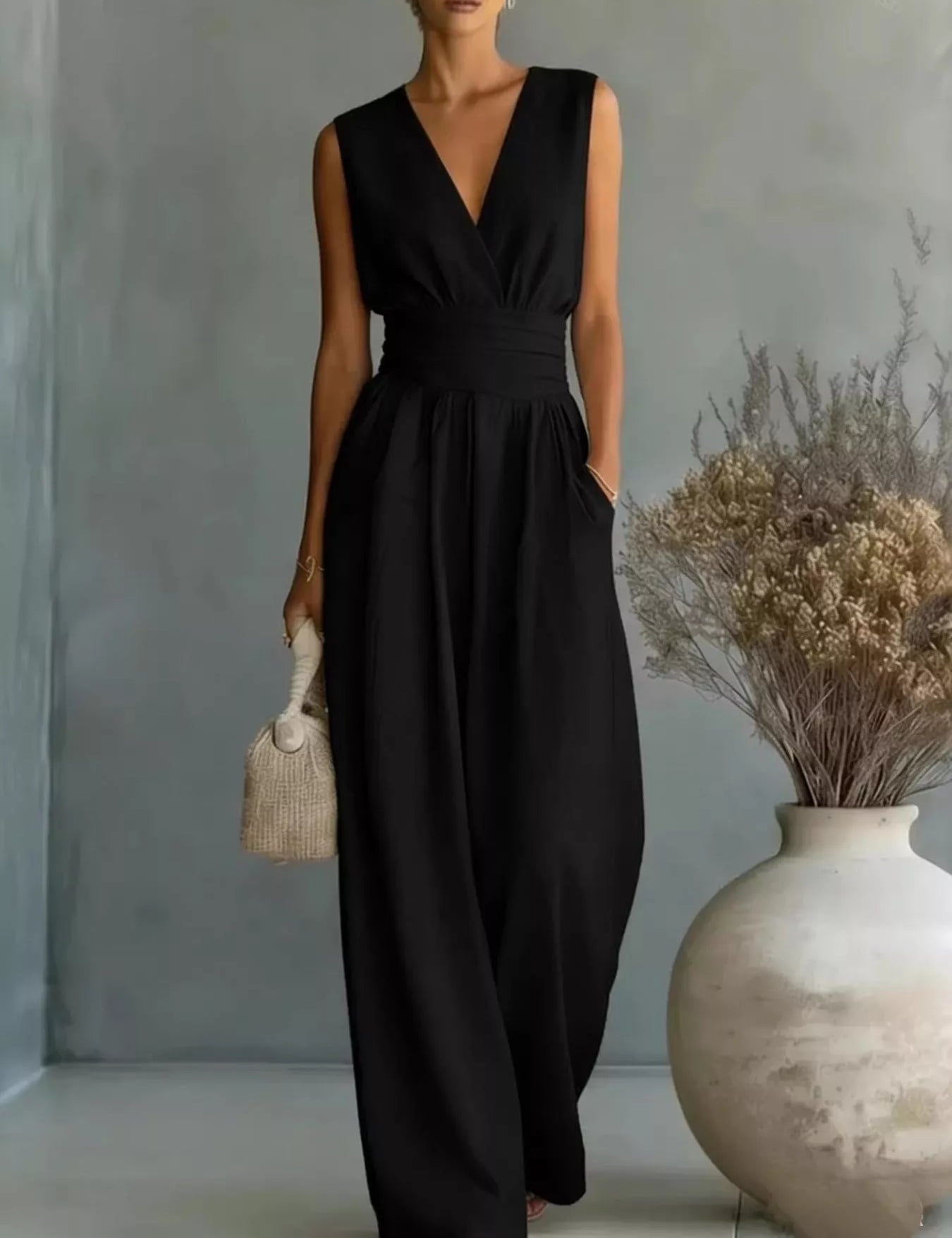 Full Size Sleeveless Wide Leg Jumpsuit Plus Size