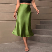 Satin Elegance Midi A- Line Skirt