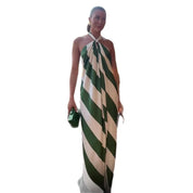 🔥 Sassy & Classy  - Bold Striped Halter Dress