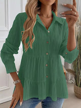Button-Down Long Sleeve Tiered Shirt