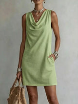 Full Size Sleeveless Cowl Neck Mini Dress Plus Size