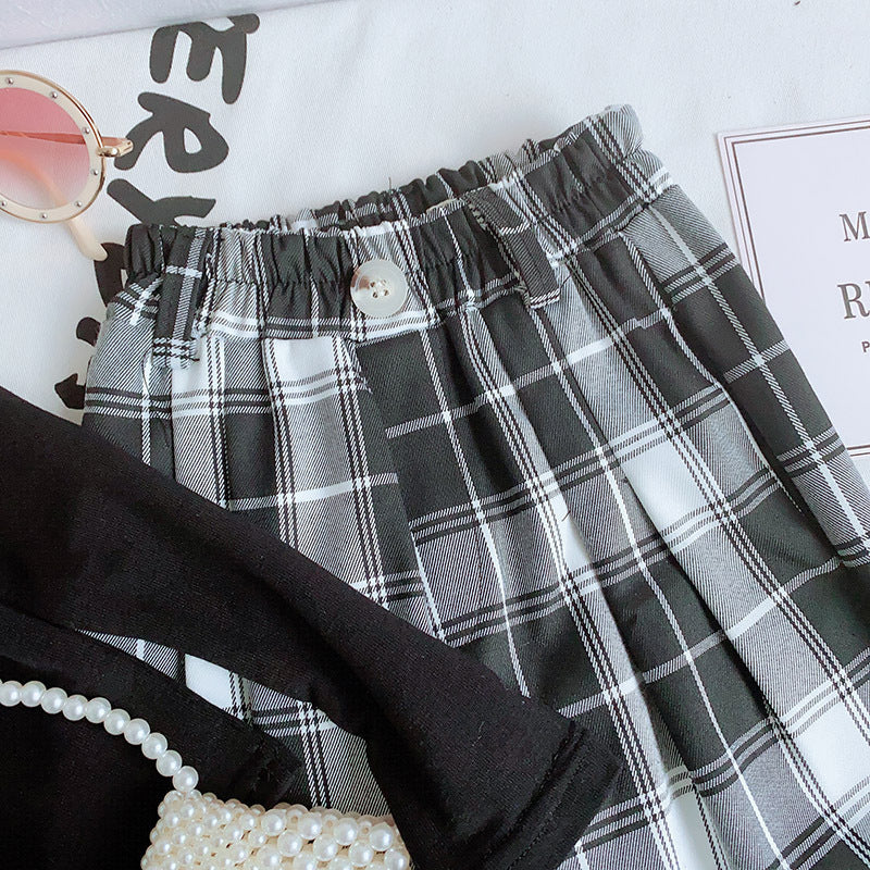 Plaid Wide Leg Pants Set
