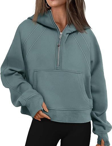 Zipper Hoodies Sweatshirts With Pocket Loose Sport Tops Long Sleeve Pullover Sweaters Winter Fall Outfits Women Clothing