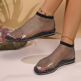 Rhinestone Mesh Flat Sandals