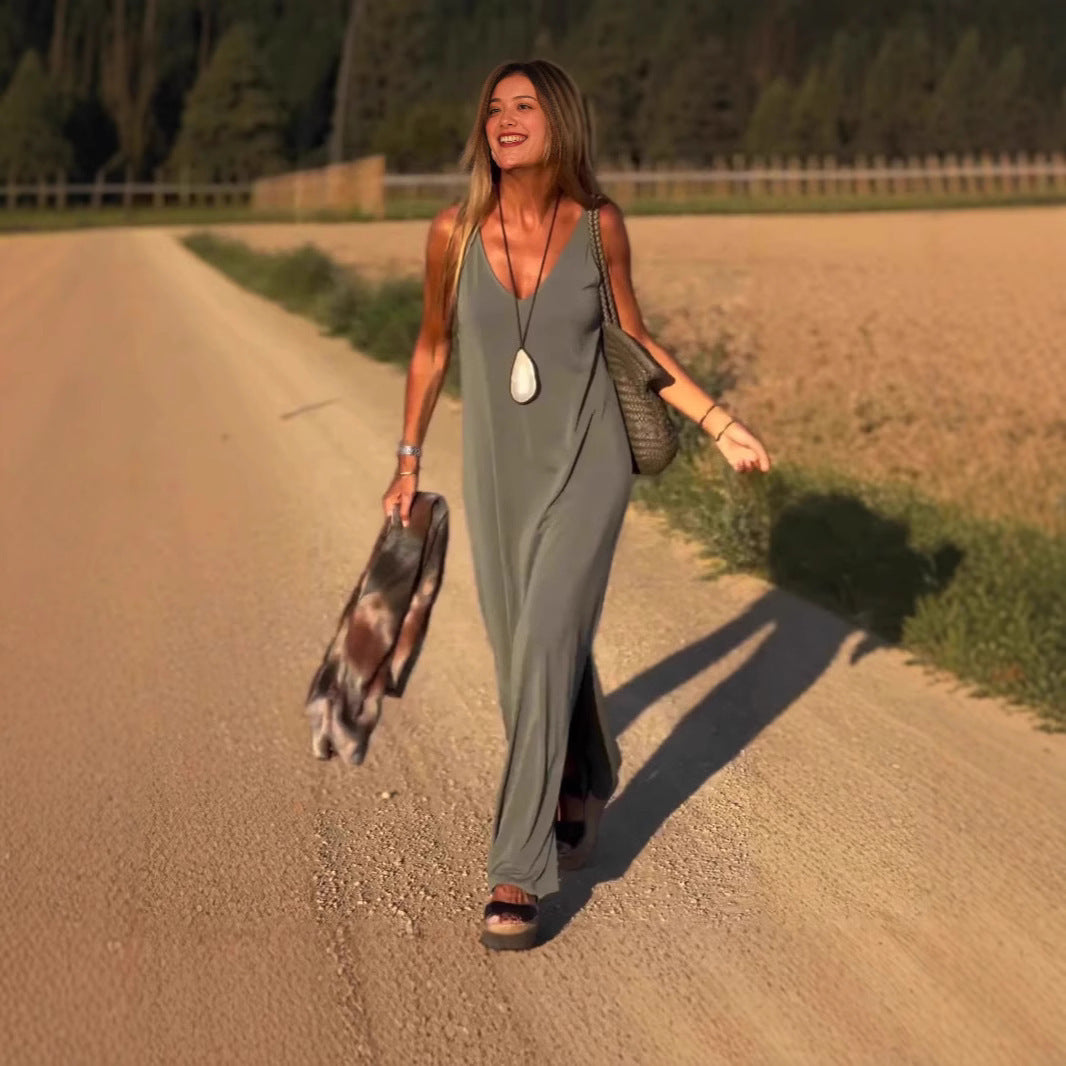 Maxi V-neck Strap Dress