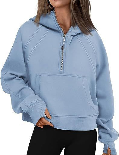 Zipper Hoodies Sweatshirts With Pocket Loose Sport Tops Long Sleeve Pullover Sweaters Winter Fall Outfits Women Clothing