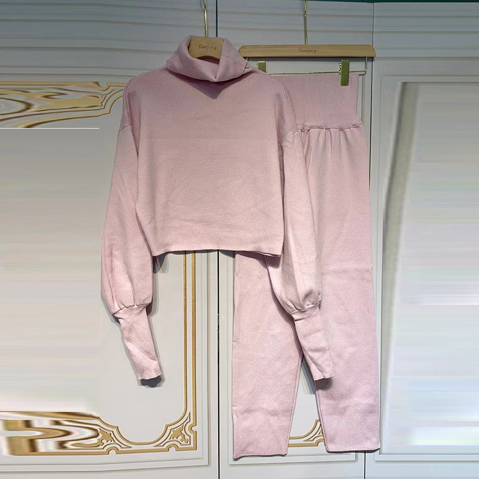 Loose Turtle Neck Two-piece Sweater Set