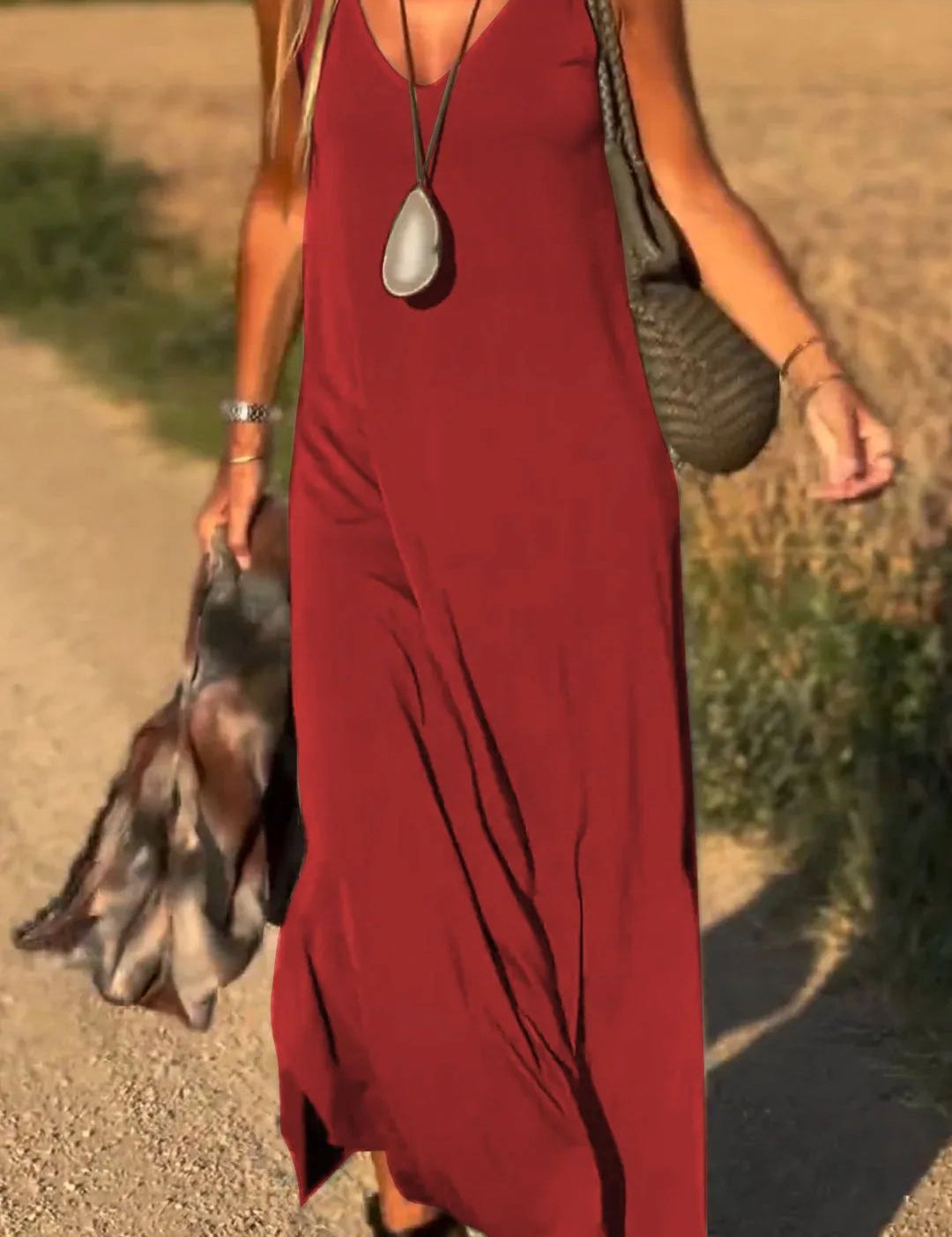 Maxi V-neck Strap Dress