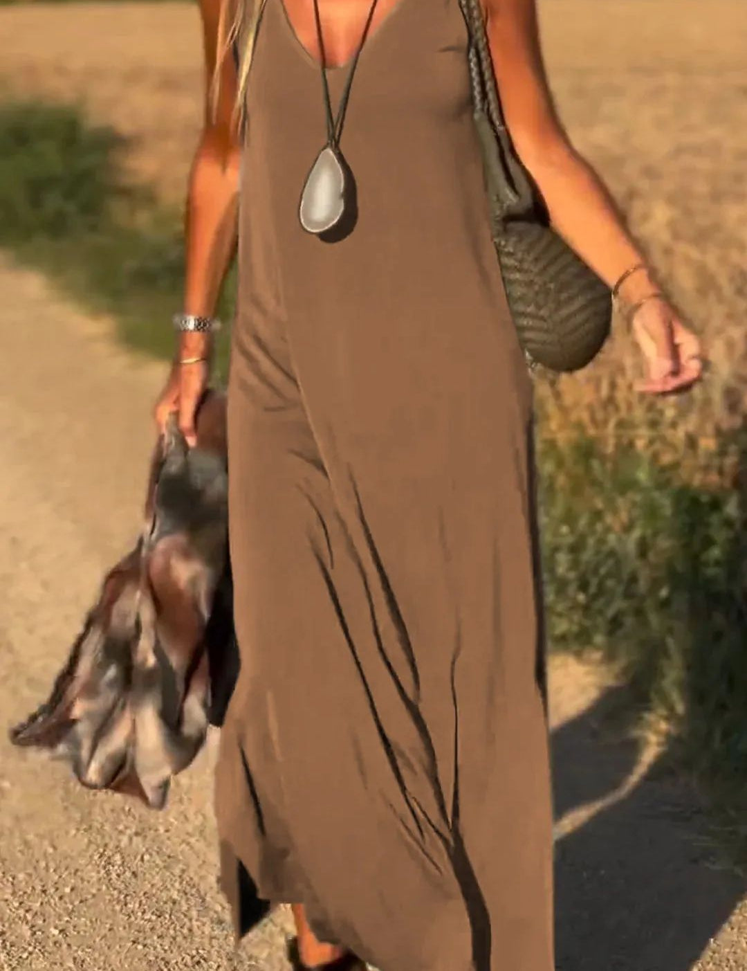 Maxi V-neck Strap Dress
