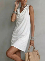 Full Size Sleeveless Cowl Neck Mini Dress Plus Size