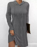 Casual Long Sleeve Hooded Knit Dress