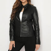 Faux Leather Moto Jacket - Black