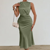 Crew Neck Sleeveless Tank Dress