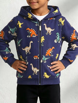 Children's Dinosaur Print Zip-Up Hooded Jacket
