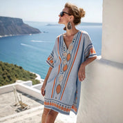 🌸 Chic & Carefree - Loose Printed V-neck  Casual Holiday Dress