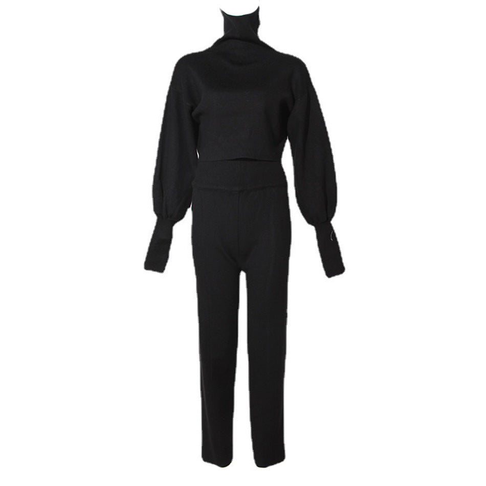 Loose Turtle Neck Two-piece Sweater Set
