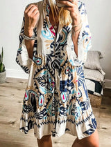 Bohemian Print Tiered Mini Dress