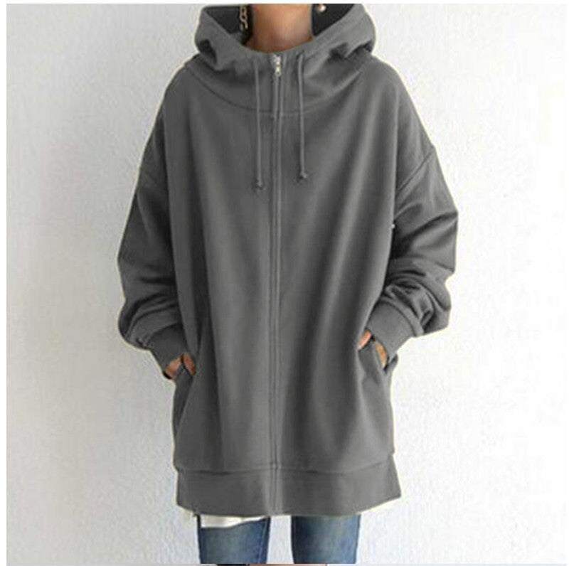 Oversized Loose Hooded CoatsWith Tie Collar