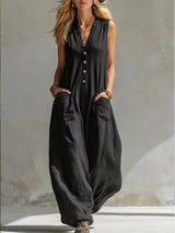 Full Size V-Neck Sleeveless Wide-Leg Jumpsuit Plus Size