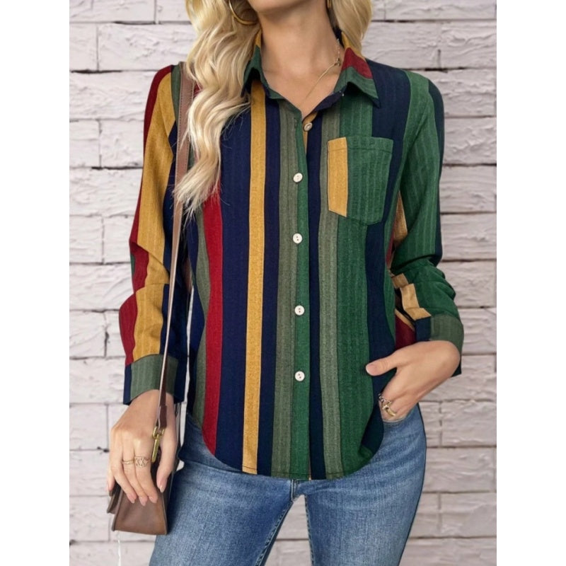 Womens Contrast Color Button Down