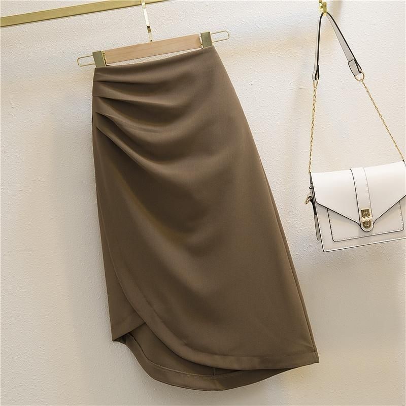 Pleated High Waist Sheath Skirt
