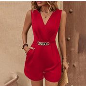 Sleeveless V-Neck Jumpsuit