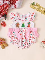 Children's Christmas Ruffle Bodysuit with Embroidery