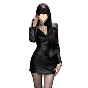 Black Waist Tight Long Sleeve Coat