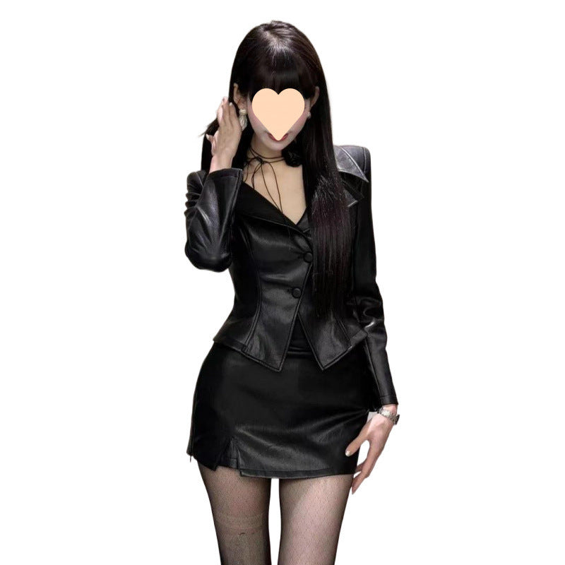 Black Waist Tight Long Sleeve Coat