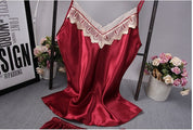 Satin Lace Trim Four Piece Set