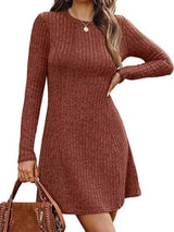 Ribbed Knit Long Sleeve Slim Fit Dress