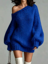 One Shoulder Mini Sweater Dress