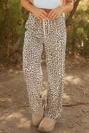 Mabel Leopard Drawstring Elastic Waistband Loose Pants
