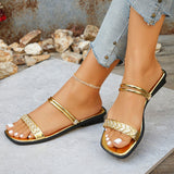 Rhinestone Strappy Flat Sandals