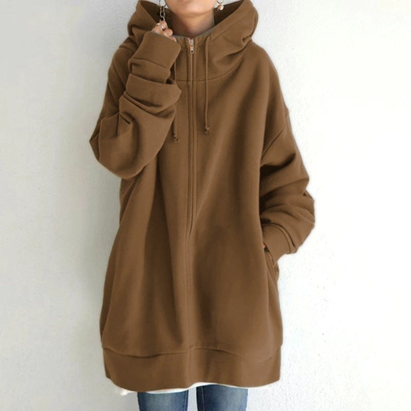 Oversized Loose Hooded CoatsWith Tie Collar