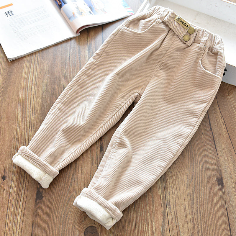 Girls' Winter Velvet Thickened Corduroy Trousers
