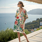 🌸 Chic & Carefree - Loose Printed V-neck  Casual Holiday Dress