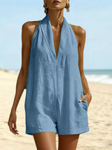 Halter Neck Romper with Pockets