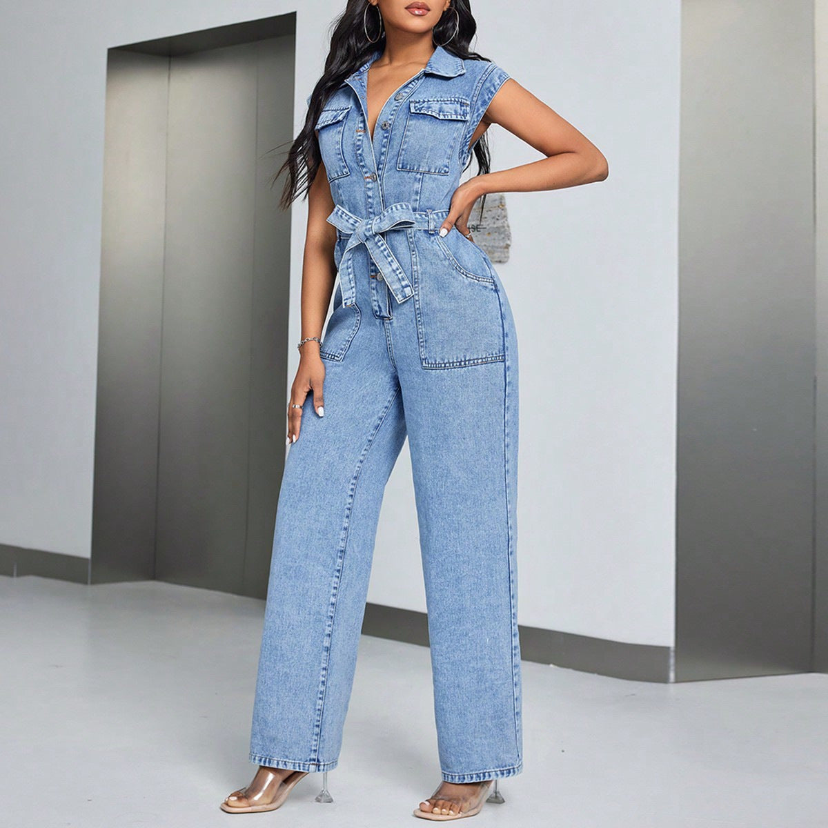 Denim Casual Jumpsuit