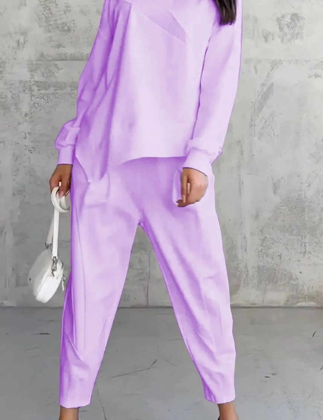 Round Neck Loose And Irregular Long-sleeve Sweater Set