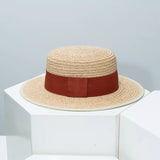 Straw Boater Hat with Contrast Band