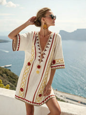 🌸 Chic & Carefree - Loose Printed V-neck  Casual Holiday Dress