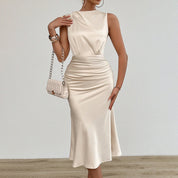 Crew Neck Sleeveless Tank Dress