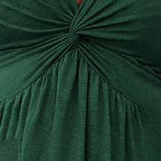V-Neck Sleeveless Solid Dress - Bust Knot Detail & Waist-Defining Dress