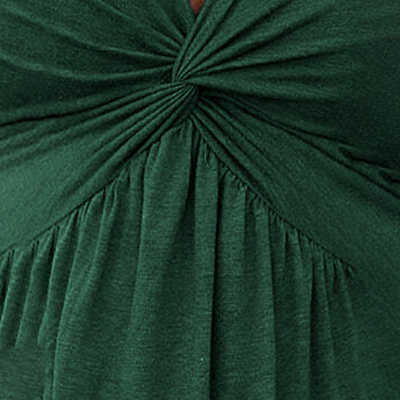V-Neck Sleeveless Solid Dress - Bust Knot Detail & Waist-Defining Dress