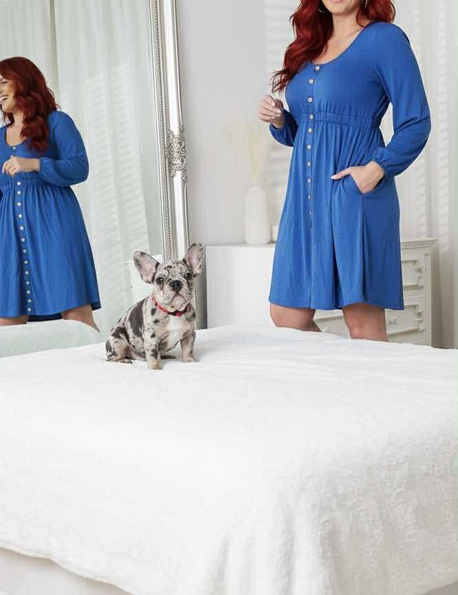 Double Take Scoop Neck Empire Waist Long Sleeve Magic Dress