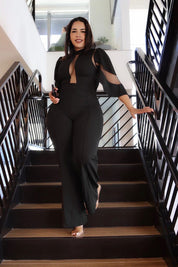 La Mesh Inserted Fashion Jumpsuit