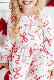 Candy Cane Lane L/S Pocket Twirl Dress