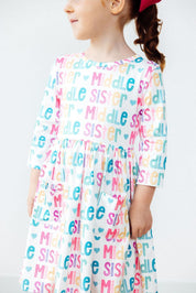 Middle Sister 3/4 Sleeve Pocket Twirl Dress